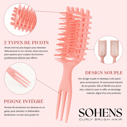 Brosse coiffante 3 en 1 pour boucles